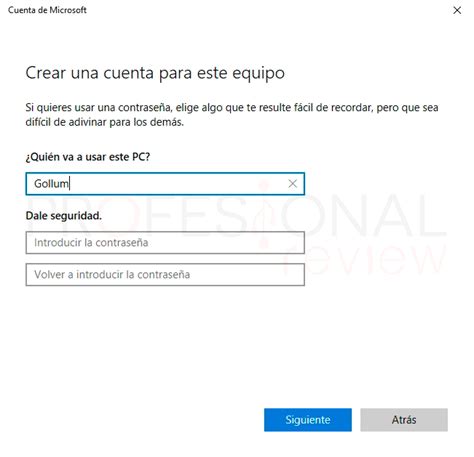 crear usuario y contraseña falso